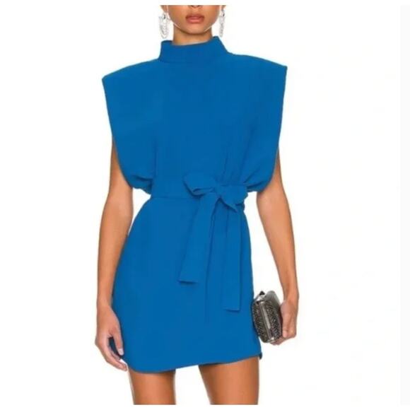 Amanda Uprichard Revolve Cleary Blue Rhapsody Mock Neck Mini Dress  Size XS - Picture 1 of 8